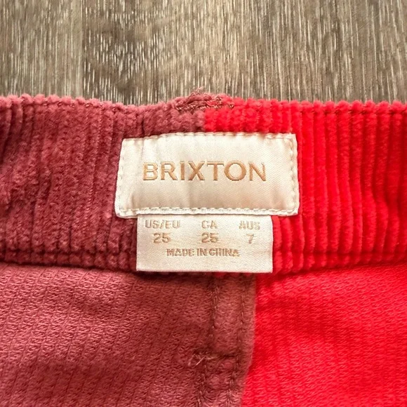 Brixton Two-Tone Red and Burgundy Wide-Leg Corduroy Jeans - Picture 7 of 9